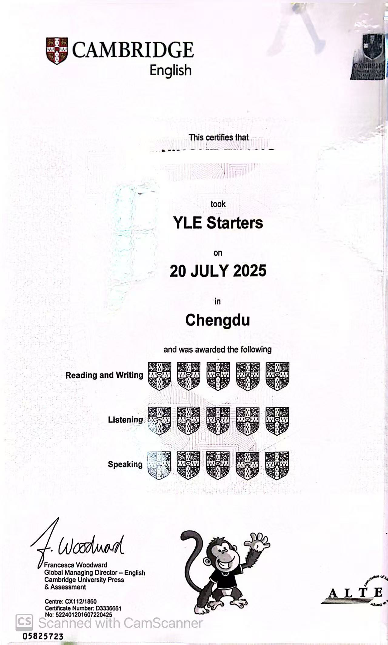 Cambridge Certificate