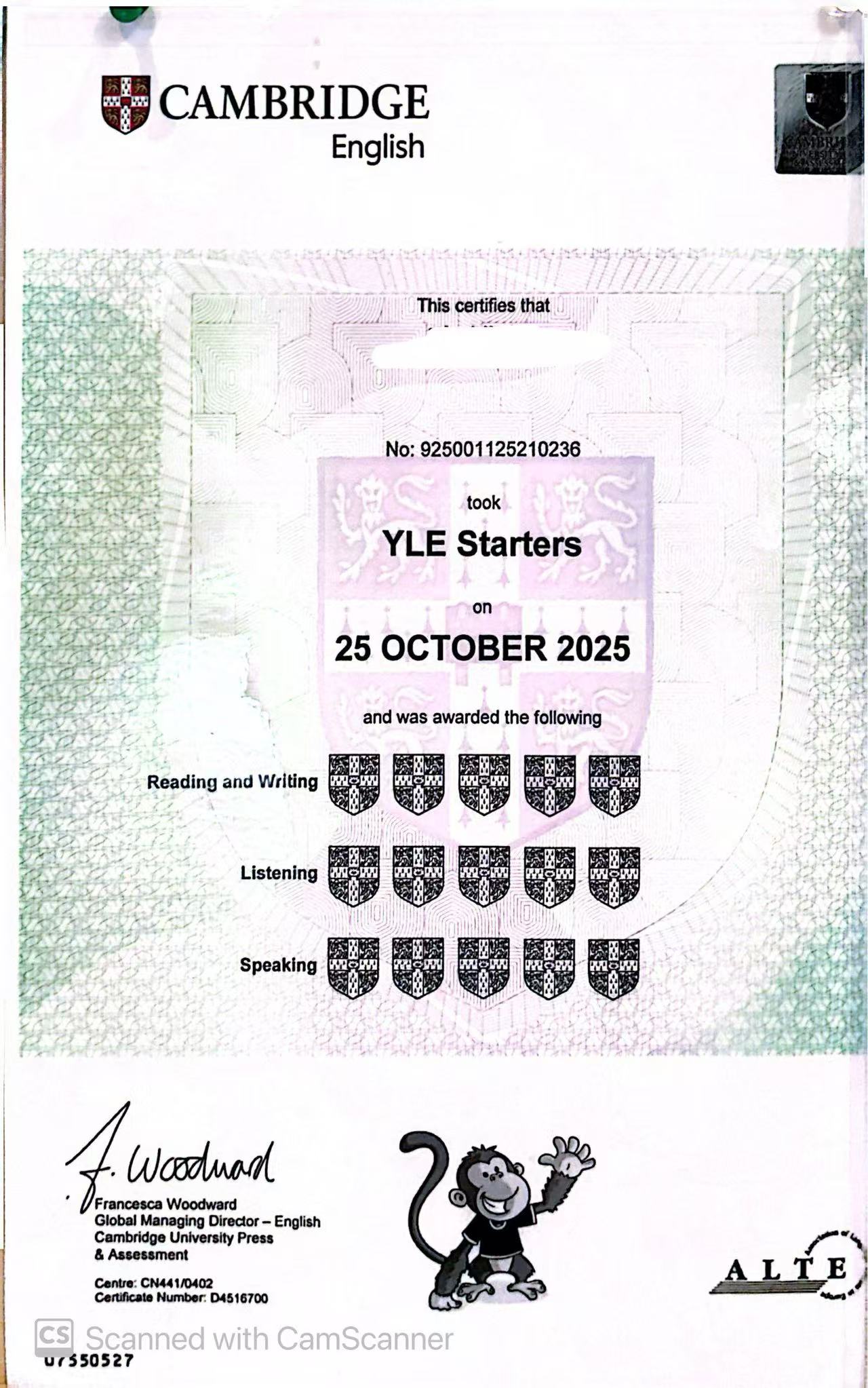 Cambridge Certificate