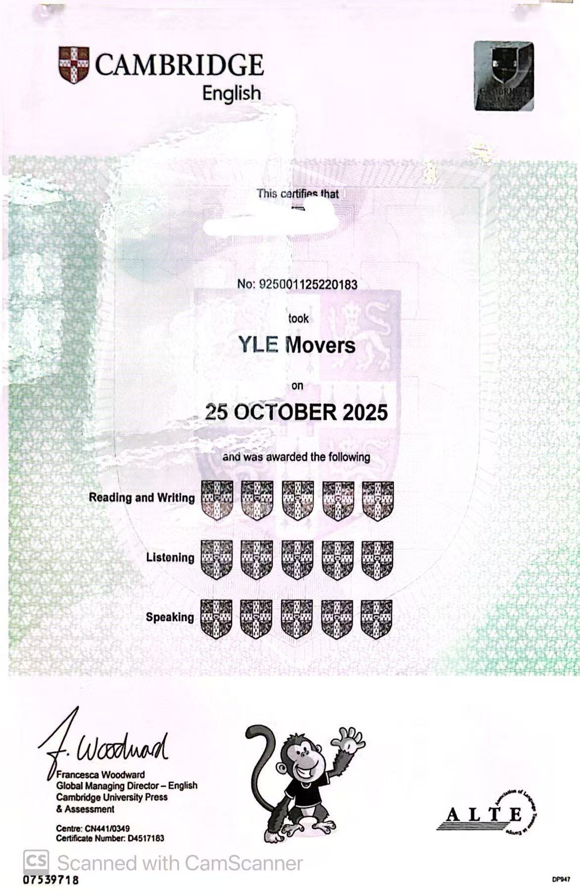 Cambridge Certificate