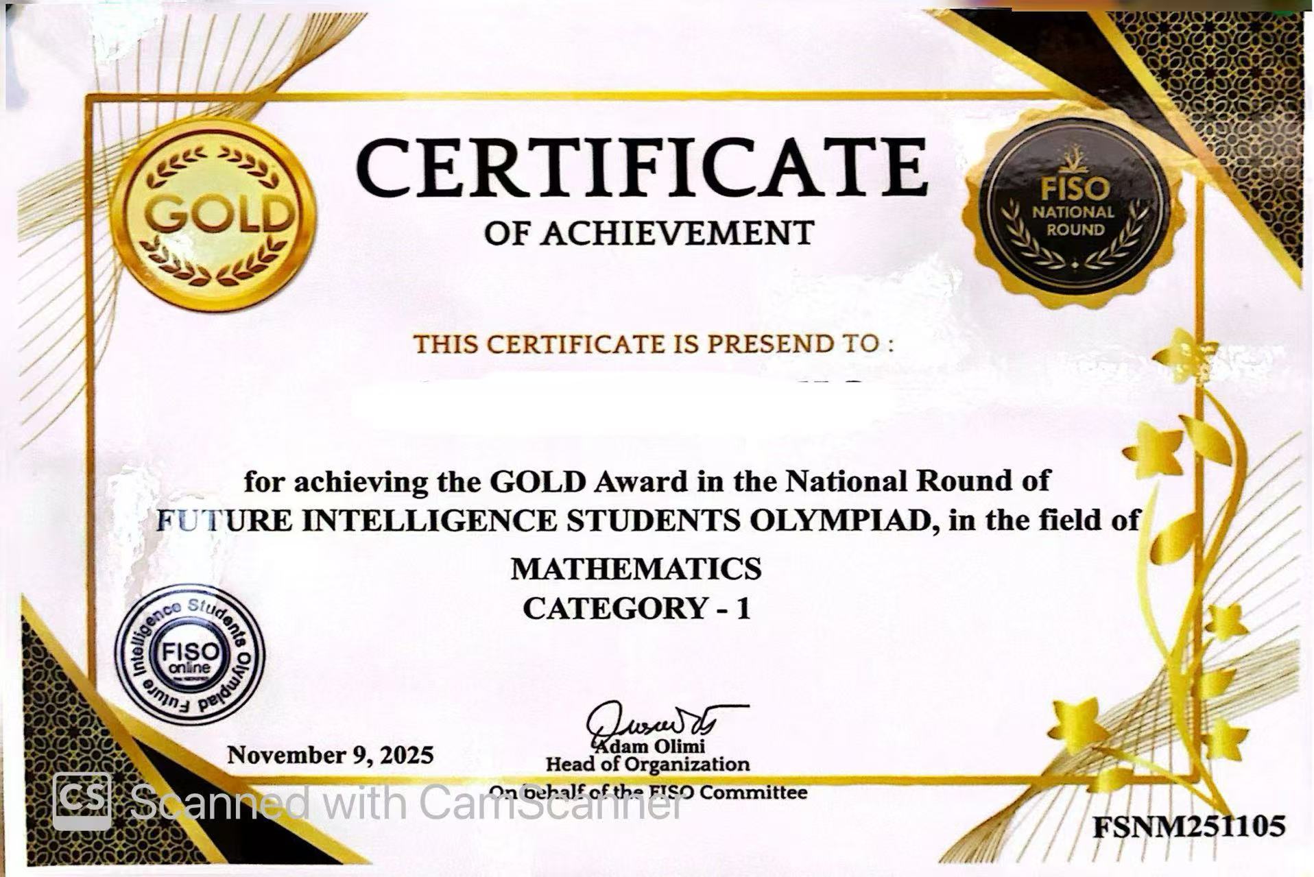 Cambridge Certificate