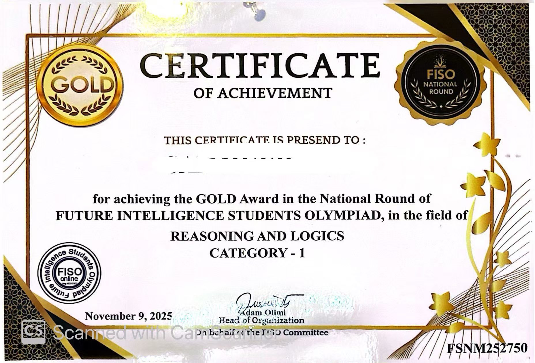 Cambridge Certificate