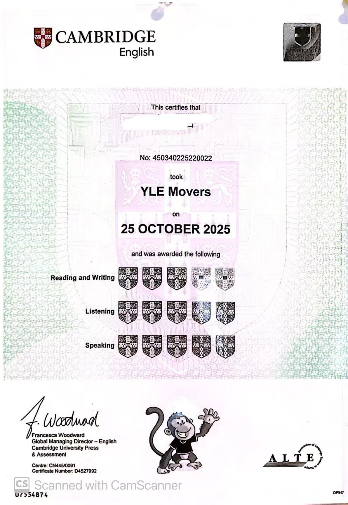 Cambridge Certificate