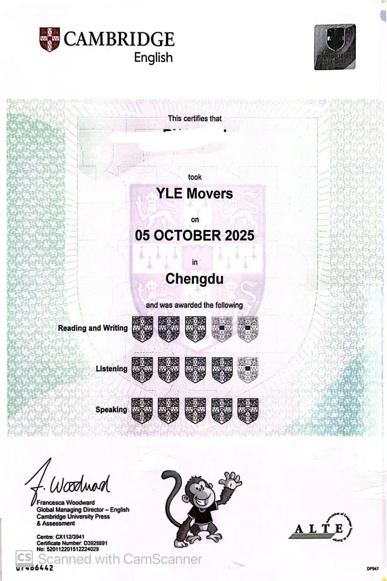 Cambridge Certificate