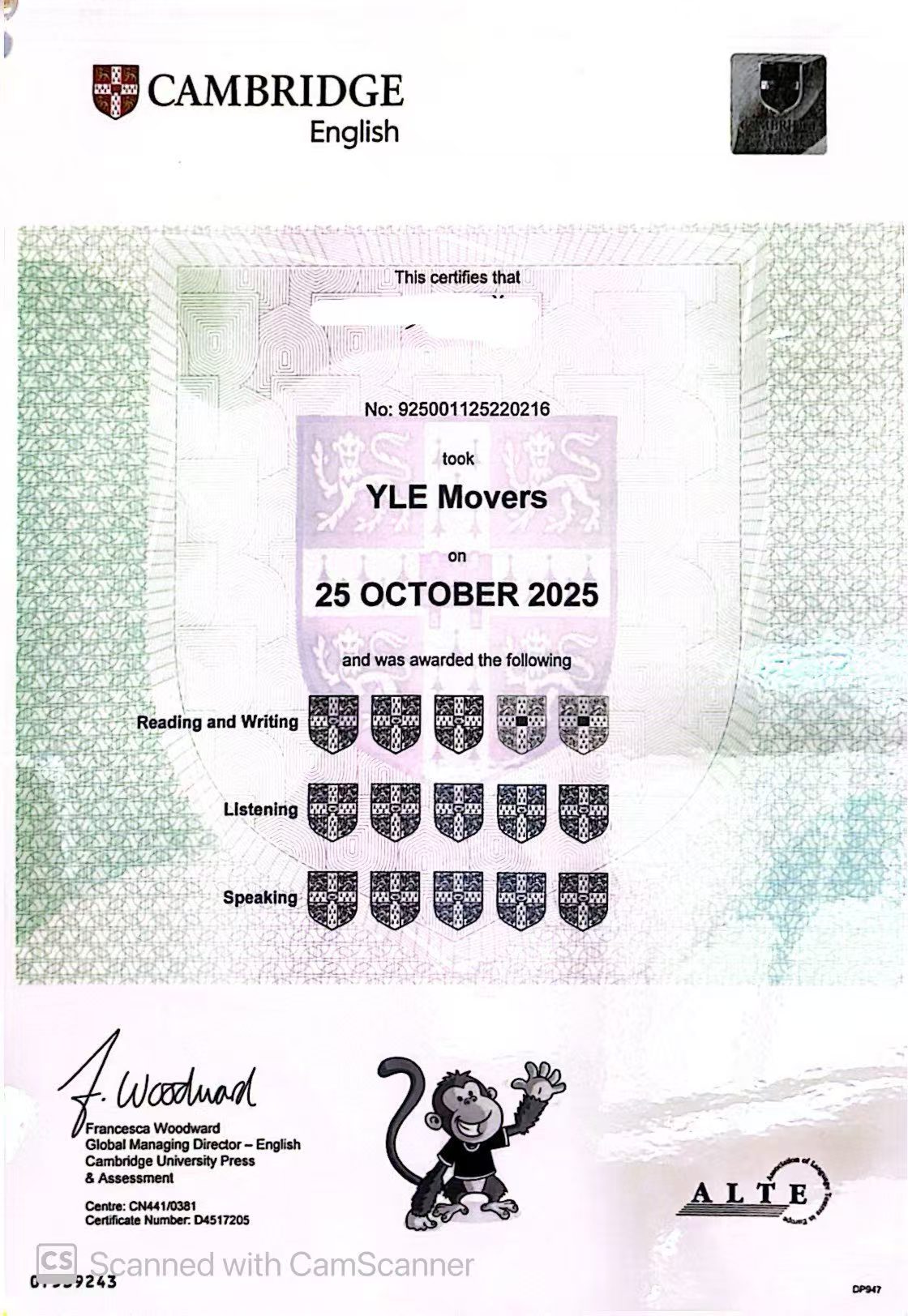 Cambridge Certificate